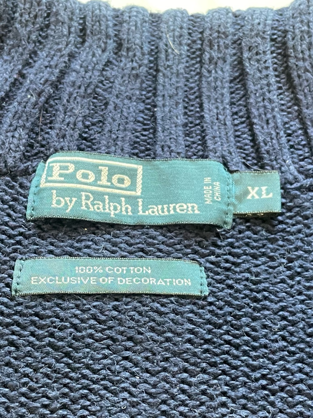 Ralph Lauren Navy Quarter-Zip Sweater with Red Pony Vintage - Picture 3 of 5